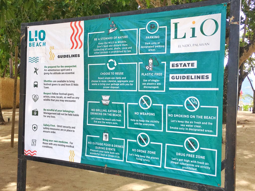 Rules Sign at Lio Beach El Nido