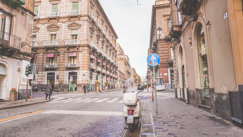 Scooter on Streets of Catania Sicily