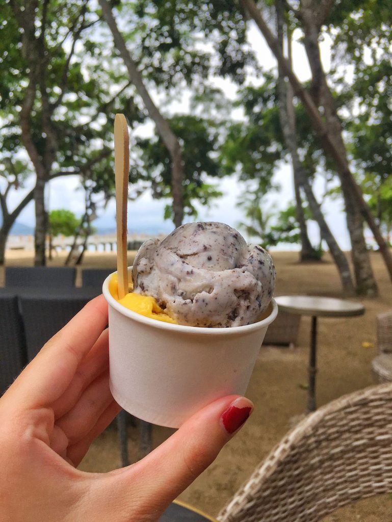 Ice Cream in a cup on the beach