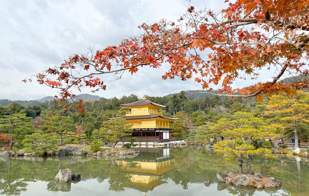 Kinkakuji Temple and fall foliage in Kyoto