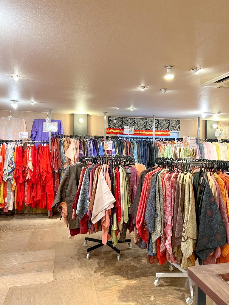 second hand kimonos in Kyoto Store selection