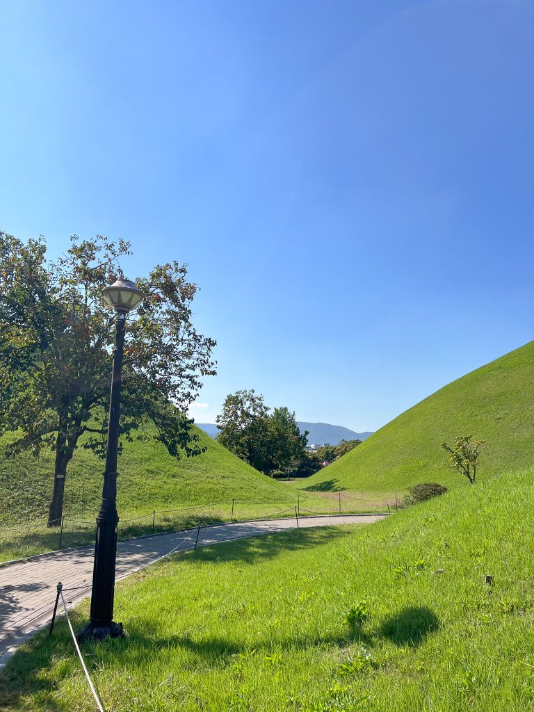 Ancient Tombs Gyeongju with blue sky