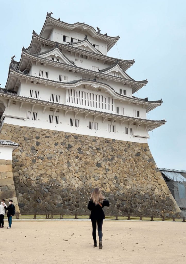 Woman in front of Himeji Castle