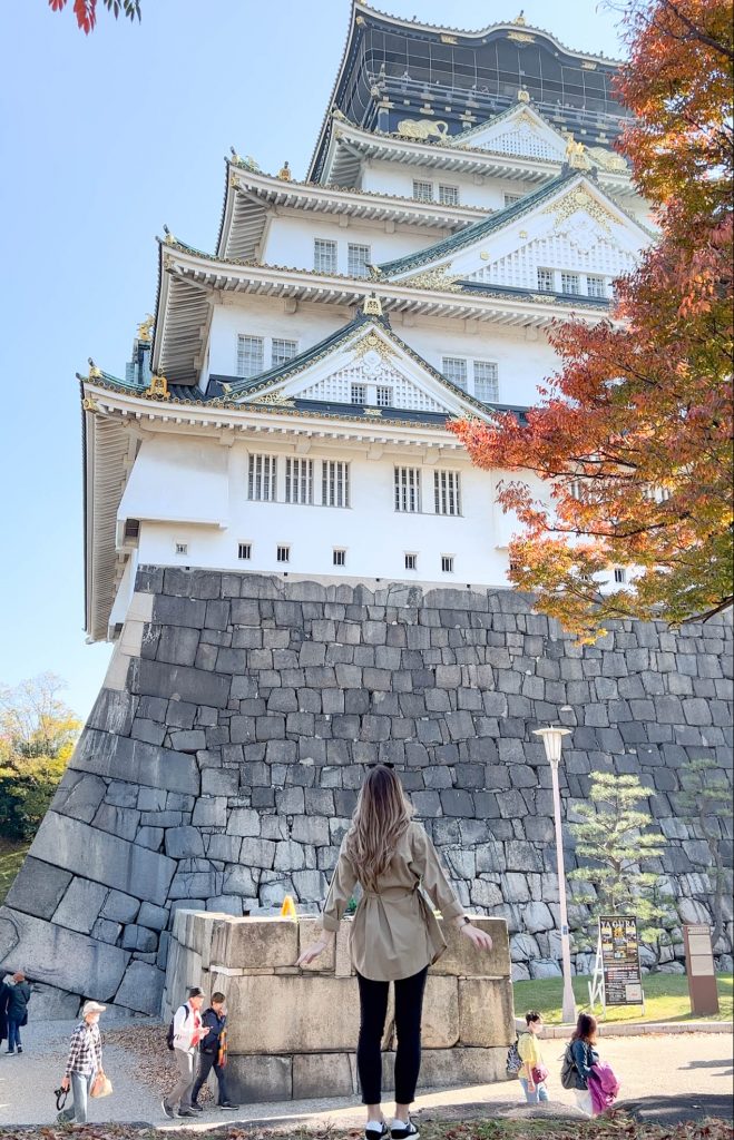Woman in front of Osaka castle