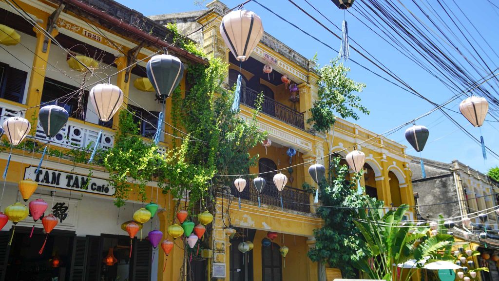 lanterns on buildings in Hoi An