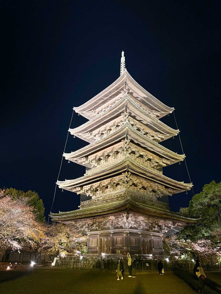 Toji Pagoda by night in November
