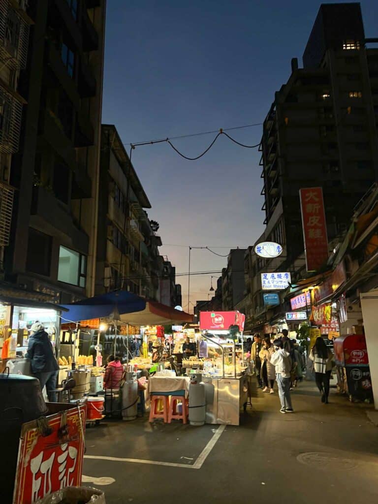 food stalls at Raohe Night Market in Taipei